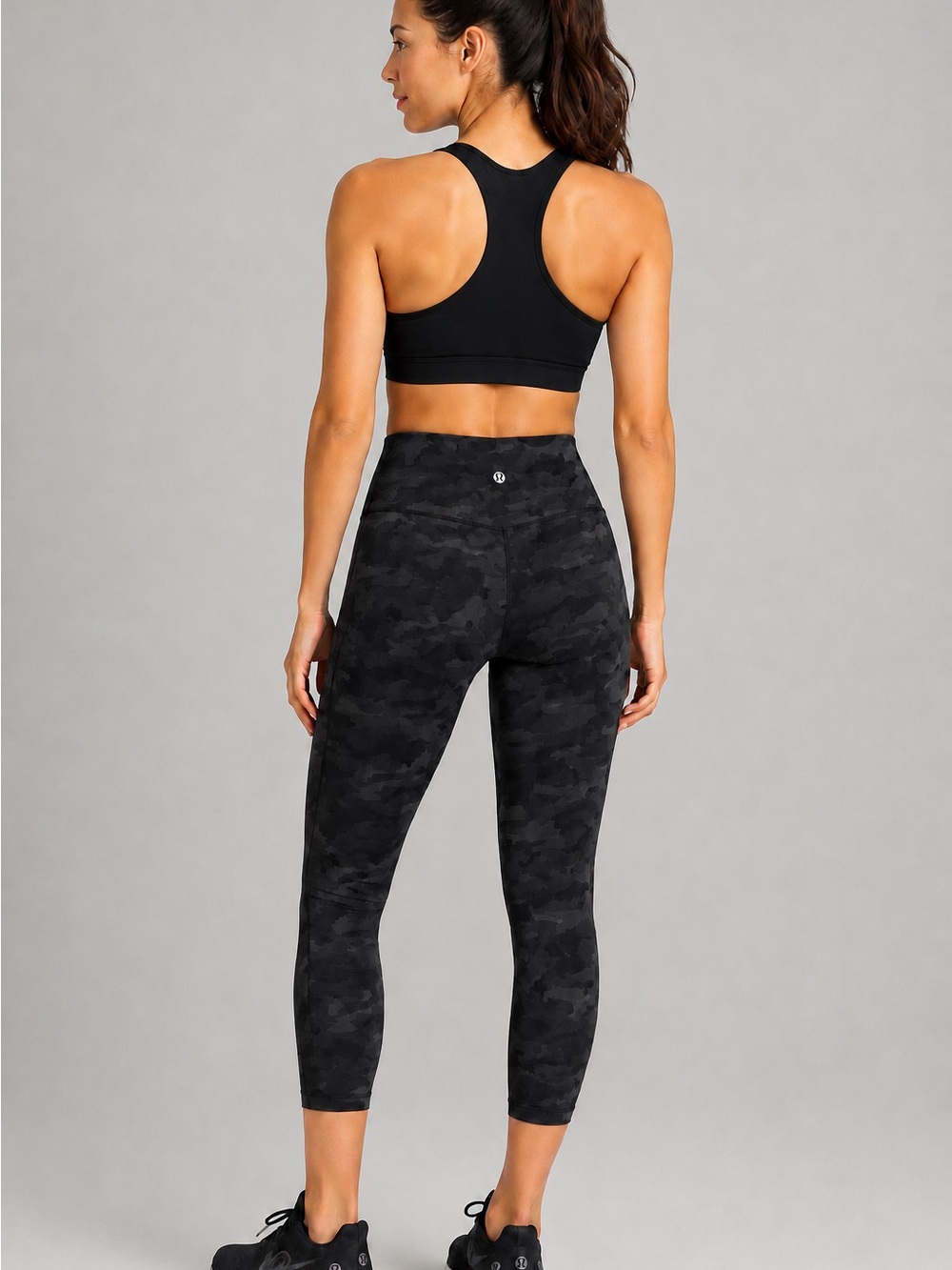 Lululemon Wunder Under High Rise Crop Pant Camo Deep Coal Sz 2 Luxtreme LW6BFBS
